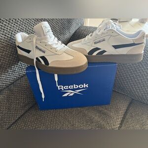 Reebok Classic White and Tan Sneakers